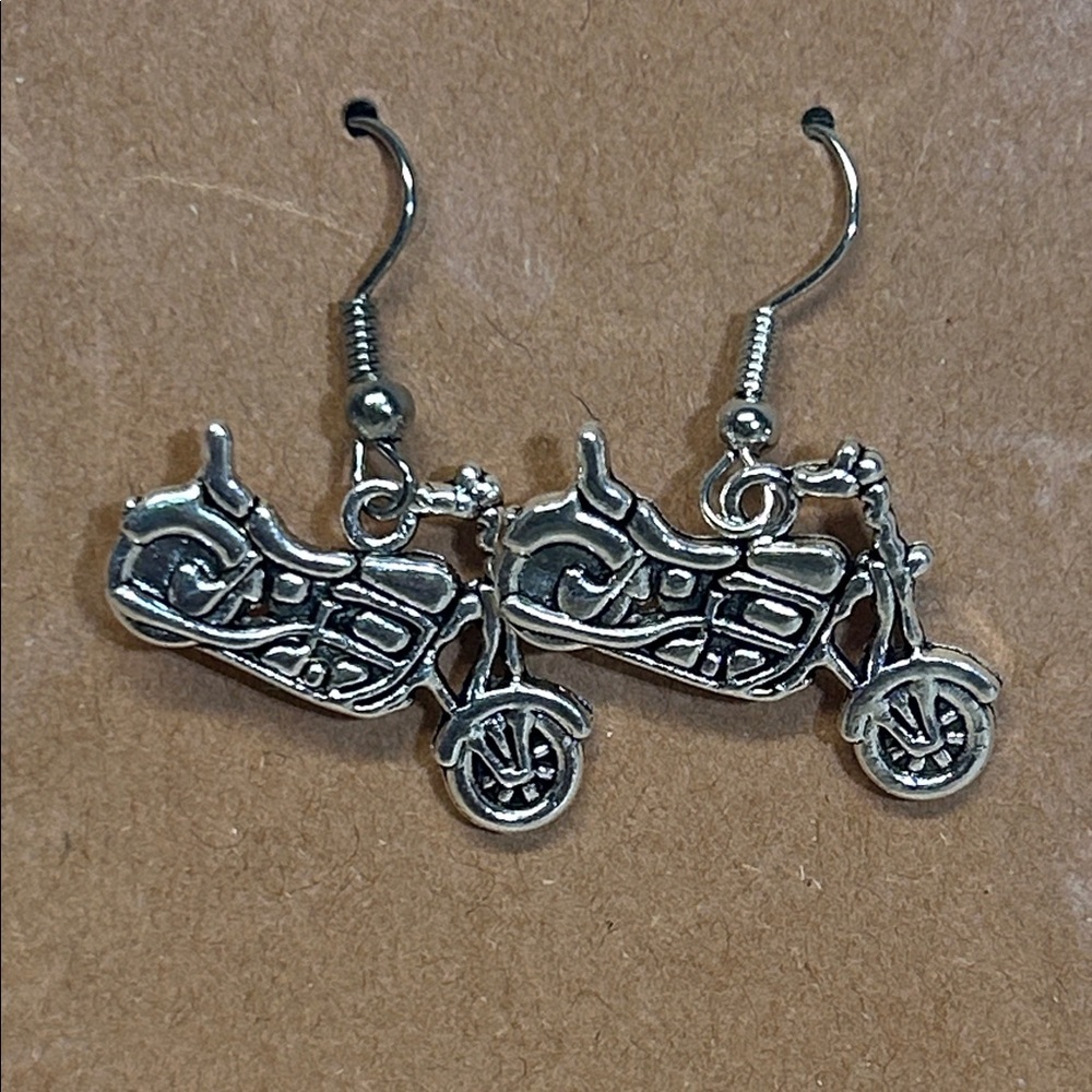 Motorcycle dangle earrings